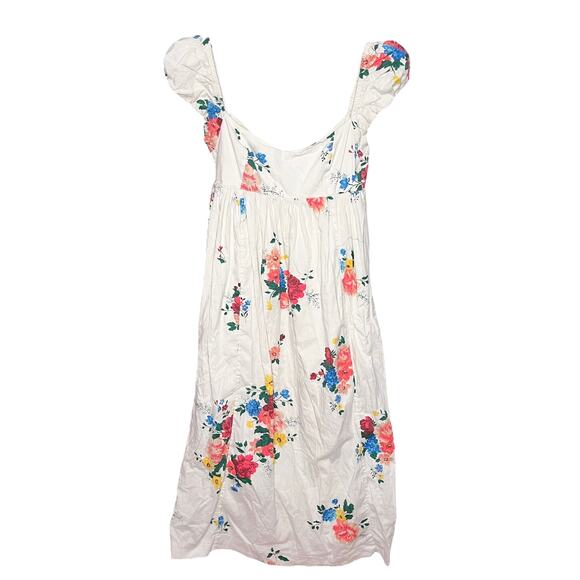 Free People Dresses & Skirts - Free People Linda Lou White Floral Babydoll Poplin Midi Dress Size Small